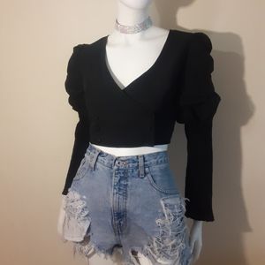 NWT NASTY GAL Extreme Puffed Sleeve Wrap Top